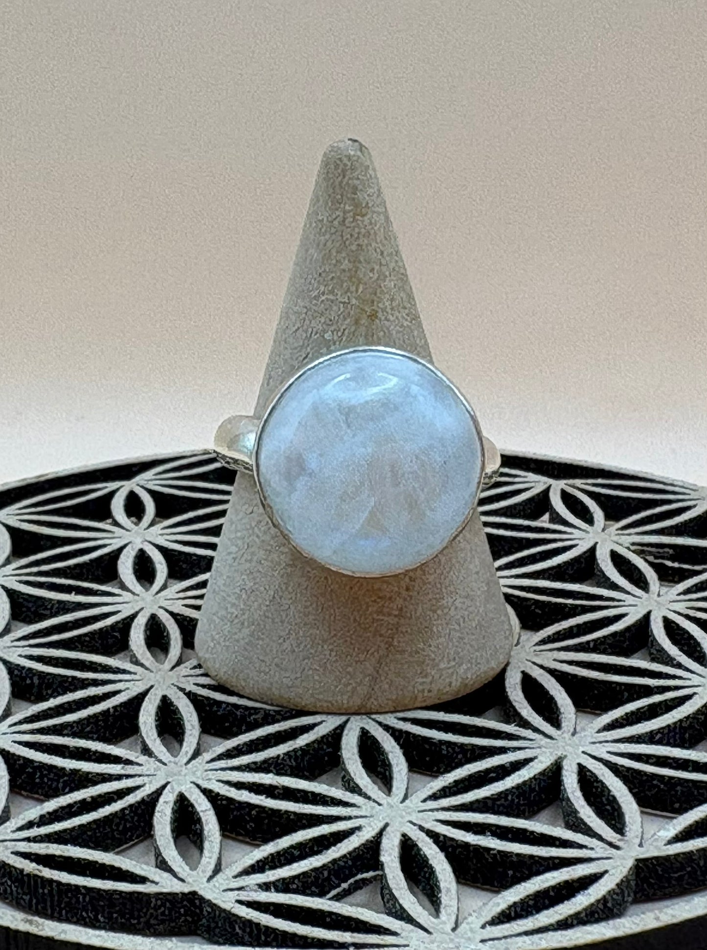bague pierre de lune blanche