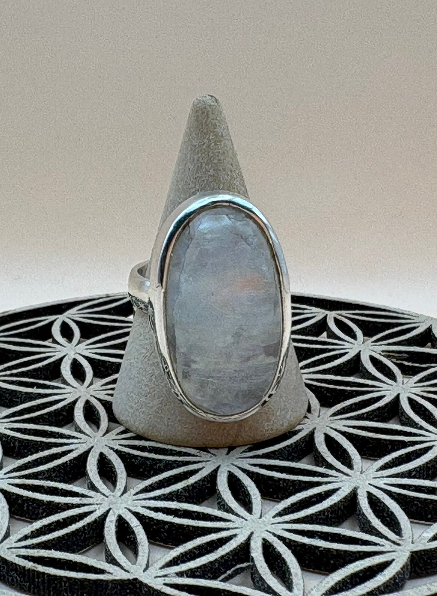 bague pierre de lune blanche