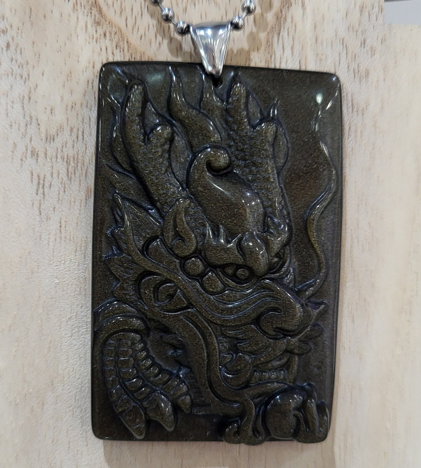 Collier homme pierre "équilibre" obsidienne dorée