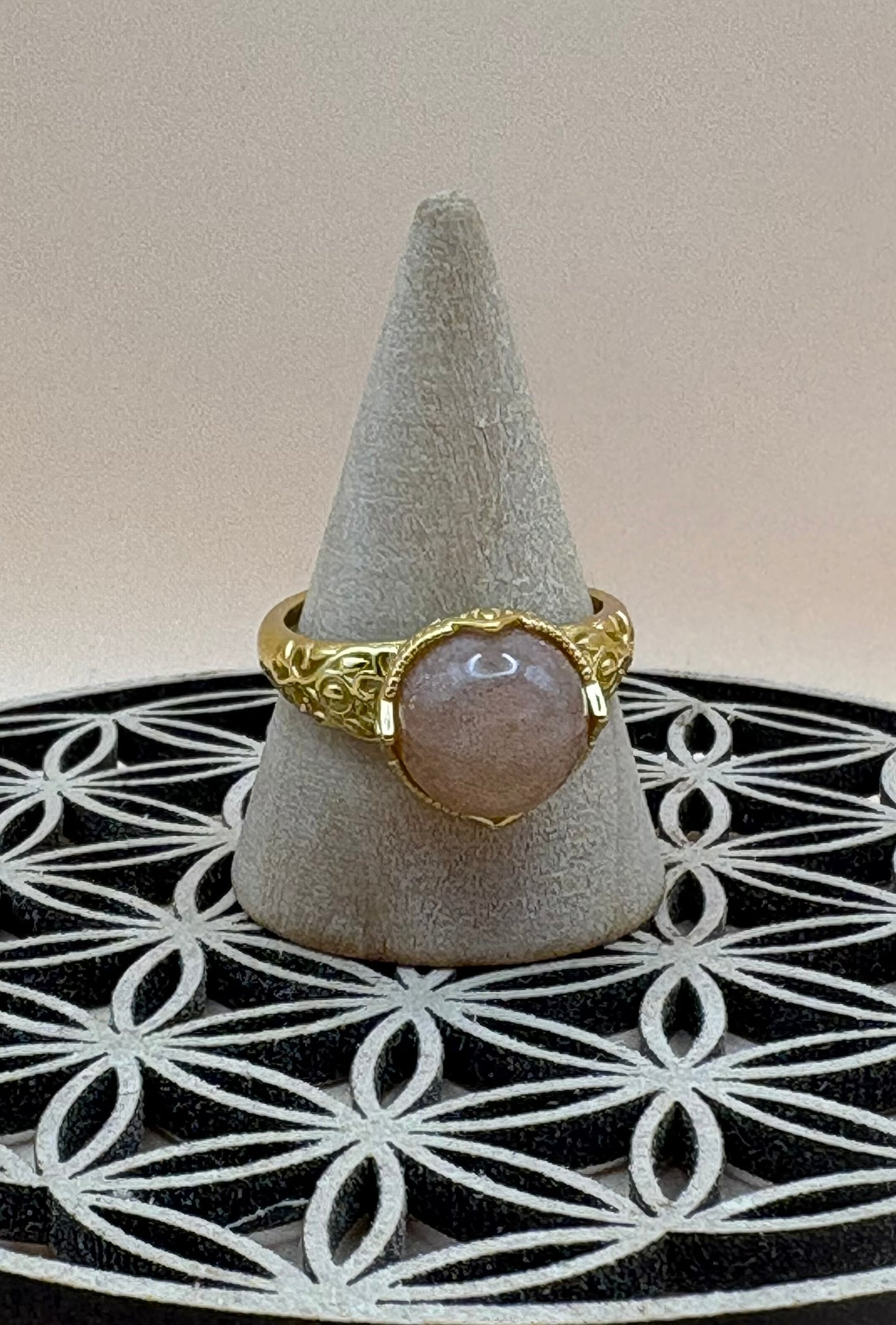 bague pierre de lune abricot
