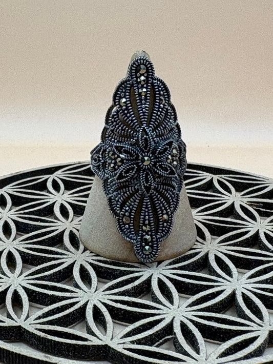 bague décor argent
