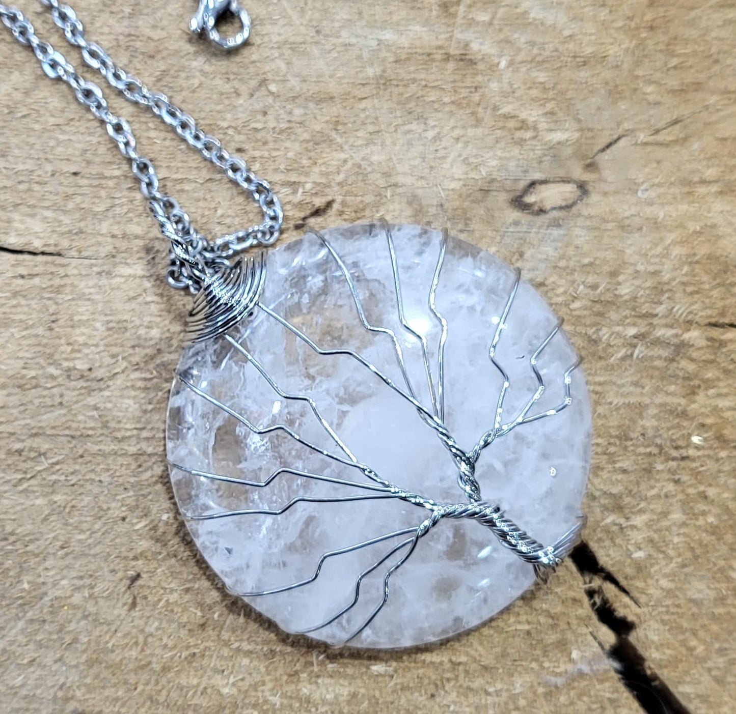 Pendentif arbre de vie cristal de roche pierre "énergie"