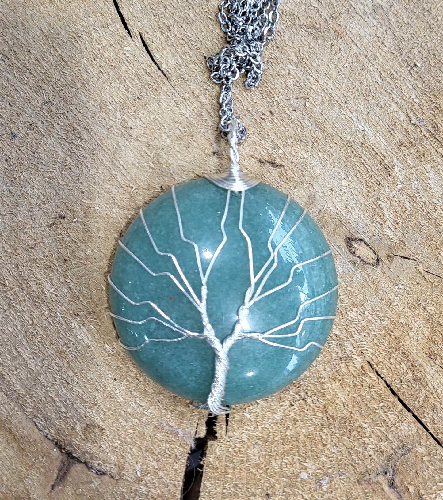 Pendentif arbre de vie Pierre "chance" Aventurine verte