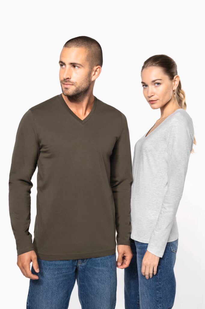 T-shirt col V manches longues homme