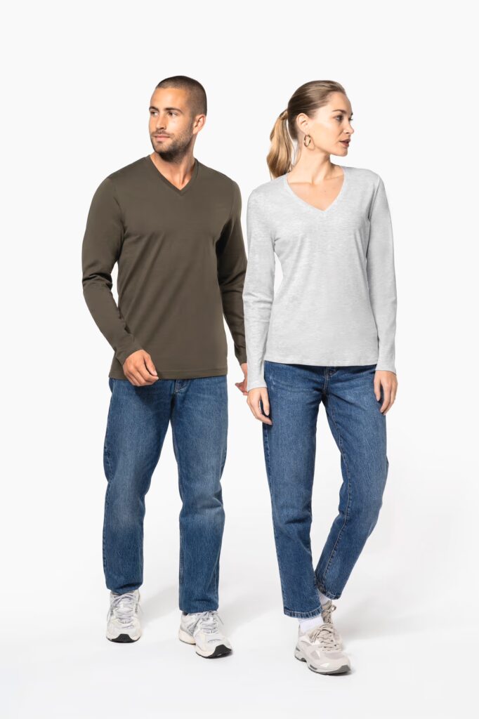 T-shirt col V manches longues homme