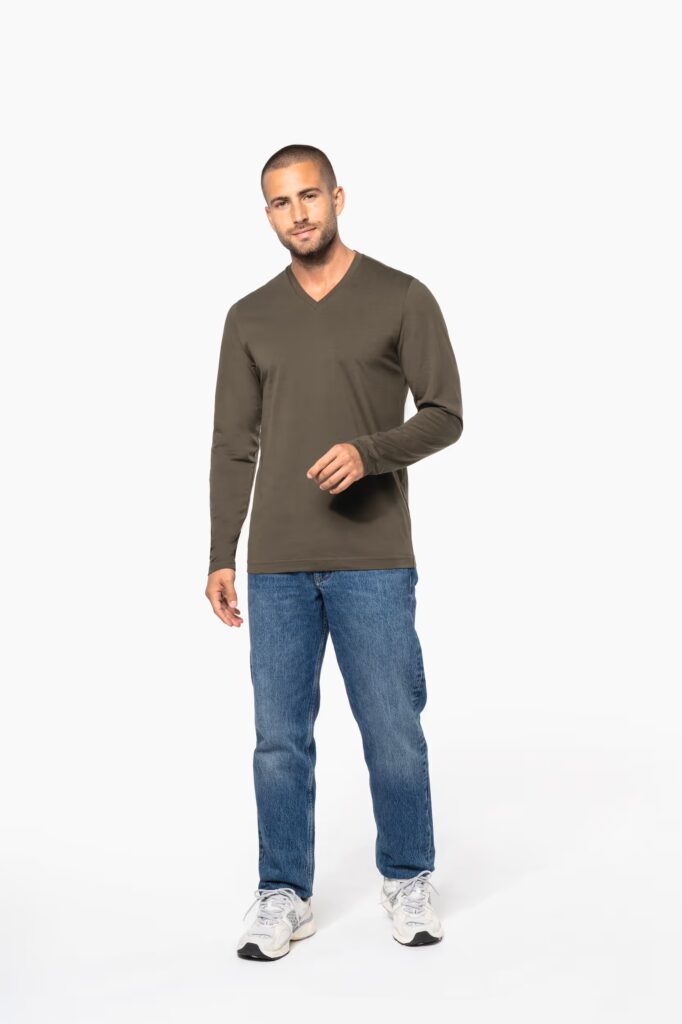 T-shirt col V manches longues homme