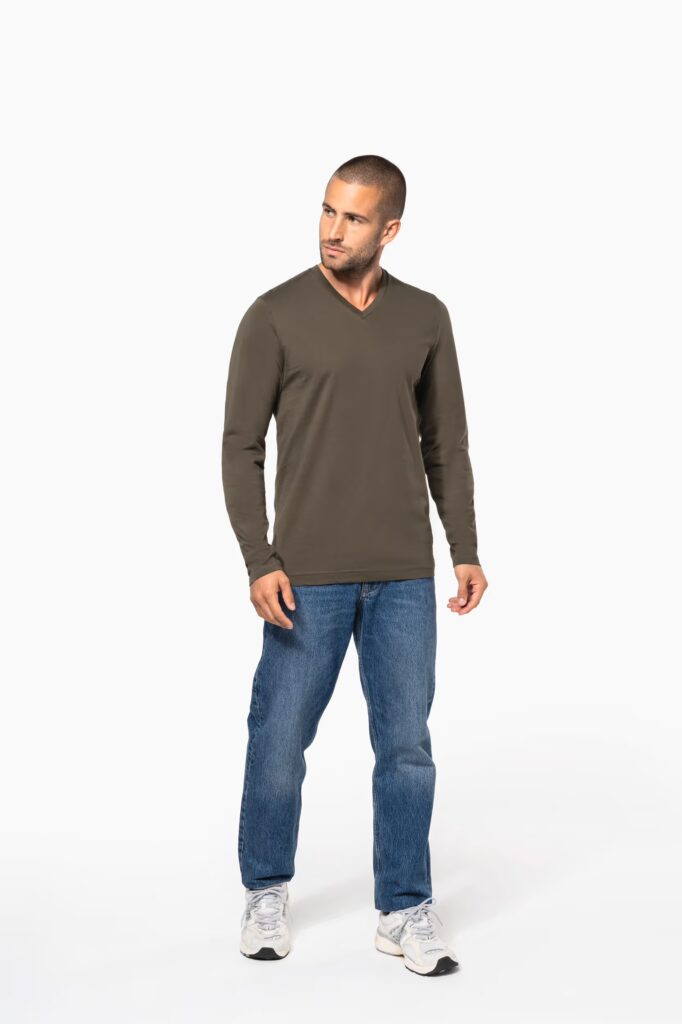 T-shirt col V manches longues homme