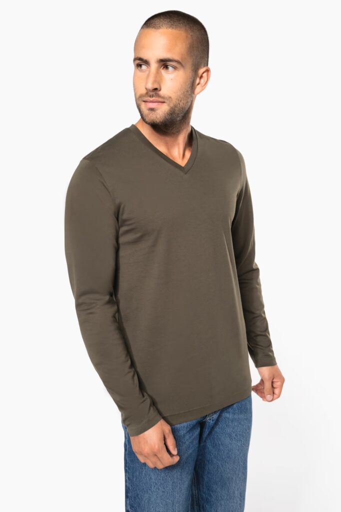 T-shirt col V manches longues homme