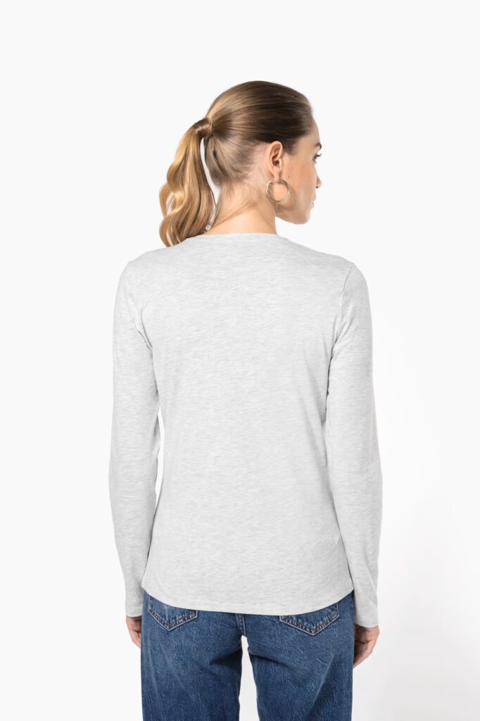 T-shirt col V manches longues femme