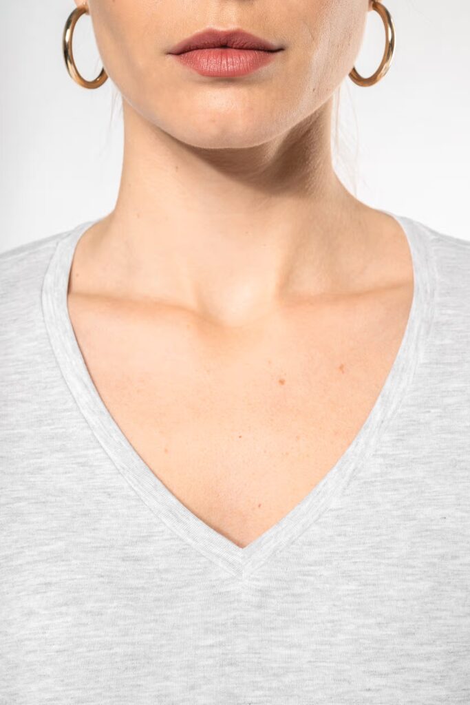 T-shirt col V manches longues femme