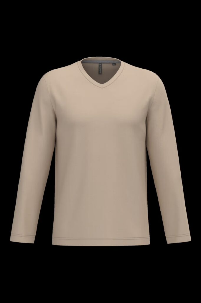 T-shirt col V manches longues homme