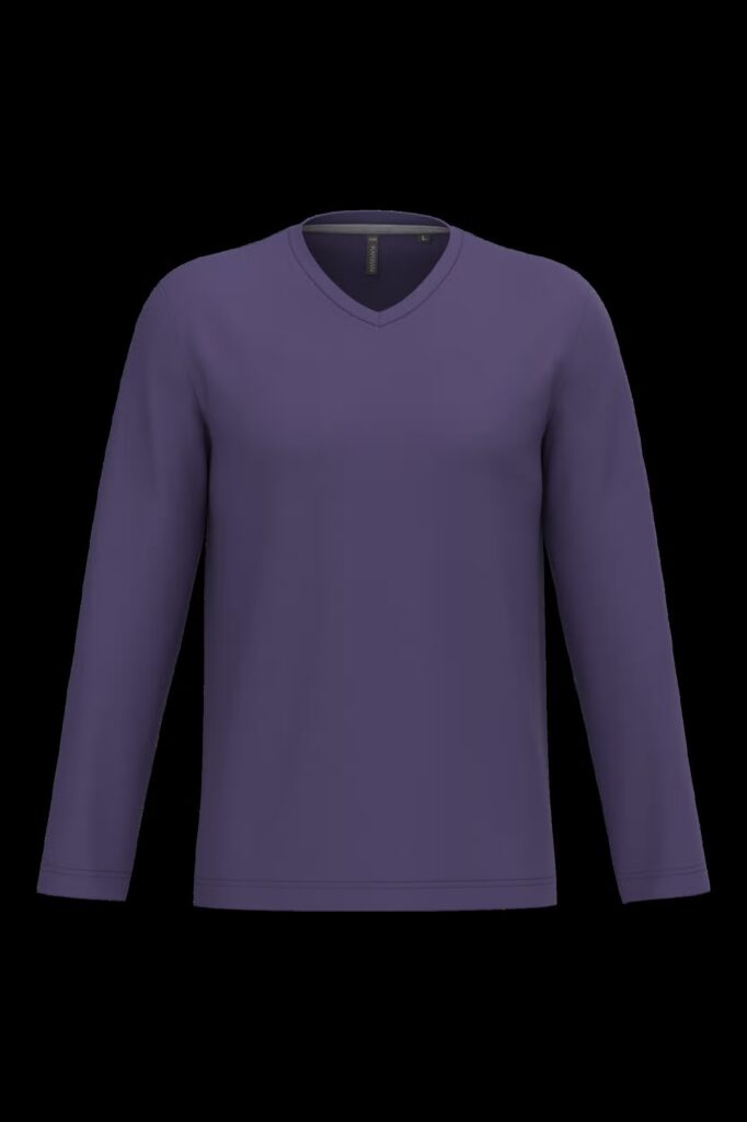 T-shirt col V manches longues homme
