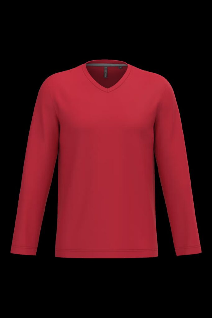 T-shirt col V manches longues homme