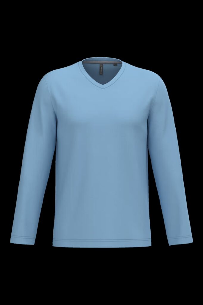 T-shirt col V manches longues homme