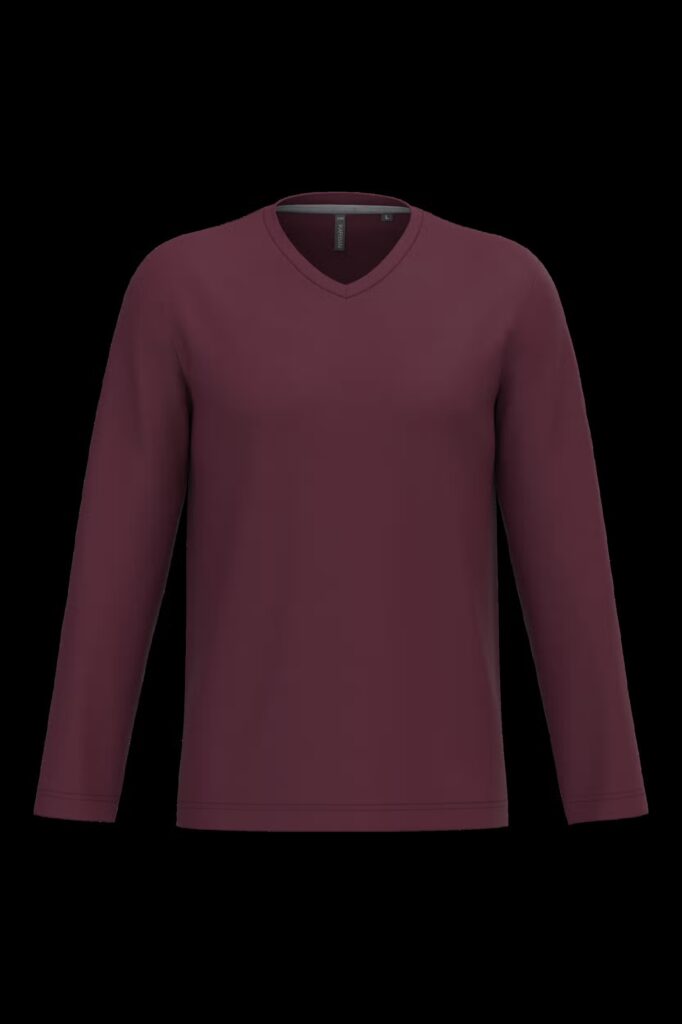 T-shirt col V manches longues homme