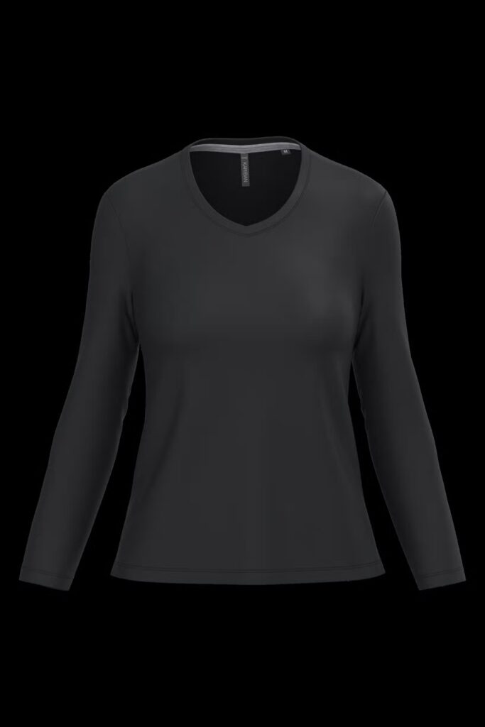 T-shirt col V manches longues femme