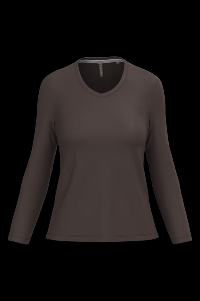 T-shirt col V manches longues femme