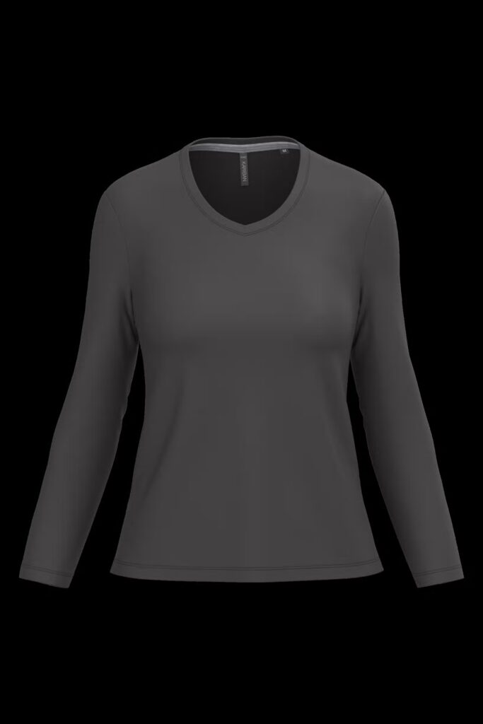 T-shirt col V manches longues femme
