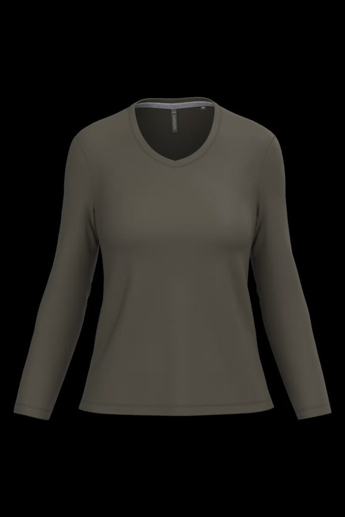 T-shirt col V manches longues femme