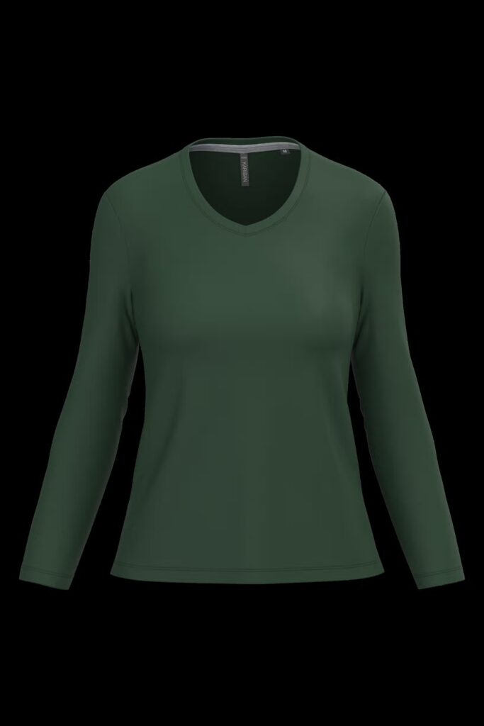 T-shirt col V manches longues femme