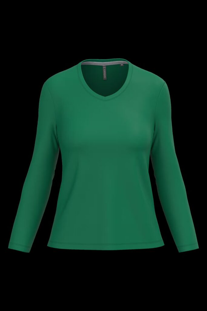 T-shirt col V manches longues femme