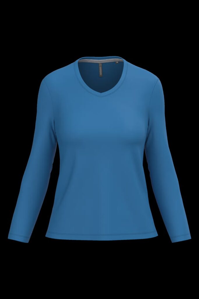 T-shirt col V manches longues femme