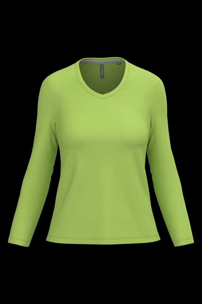 T-shirt col V manches longues femme