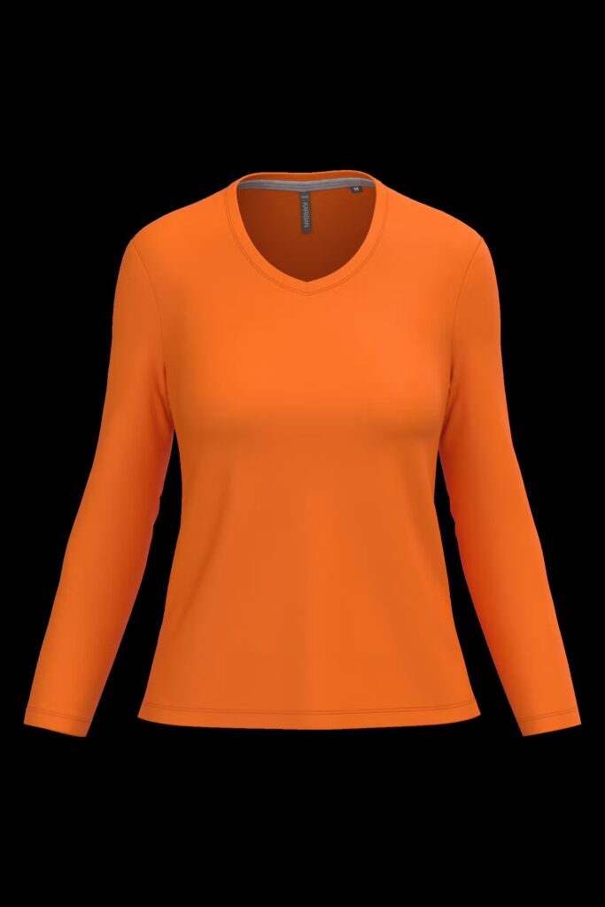 T-shirt col V manches longues femme