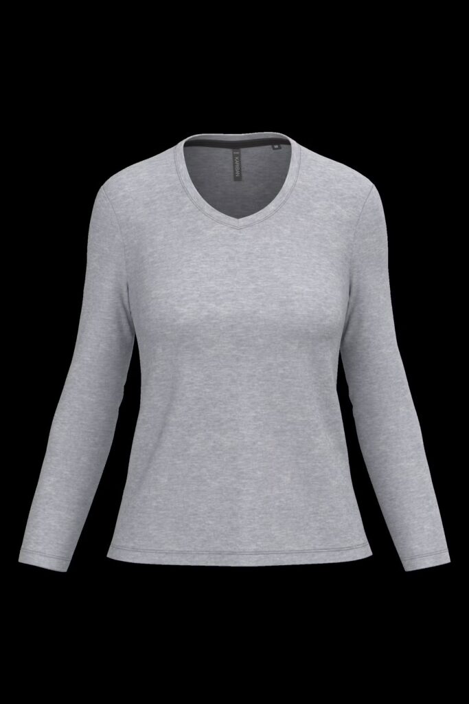 T-shirt col V manches longues femme