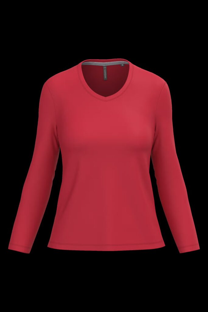 T-shirt col V manches longues femme