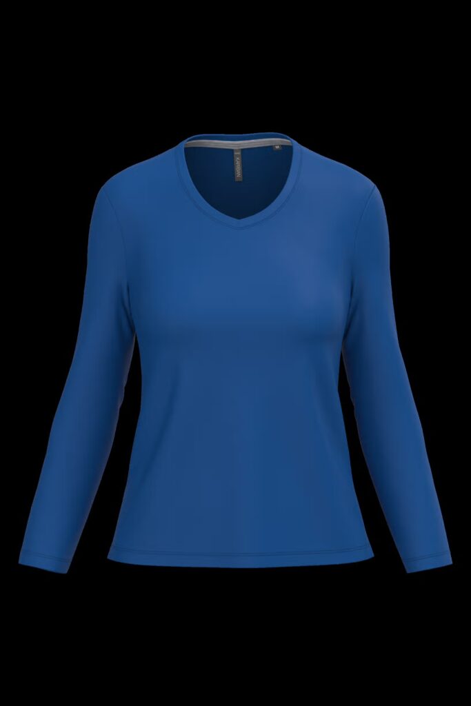 T-shirt col V manches longues femme