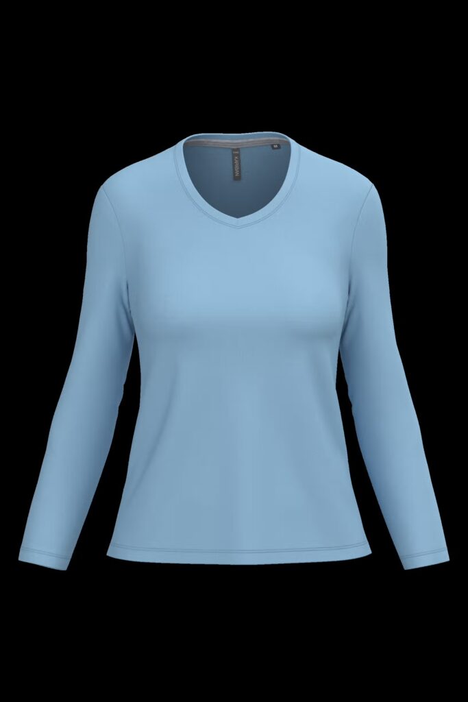 T-shirt col V manches longues femme