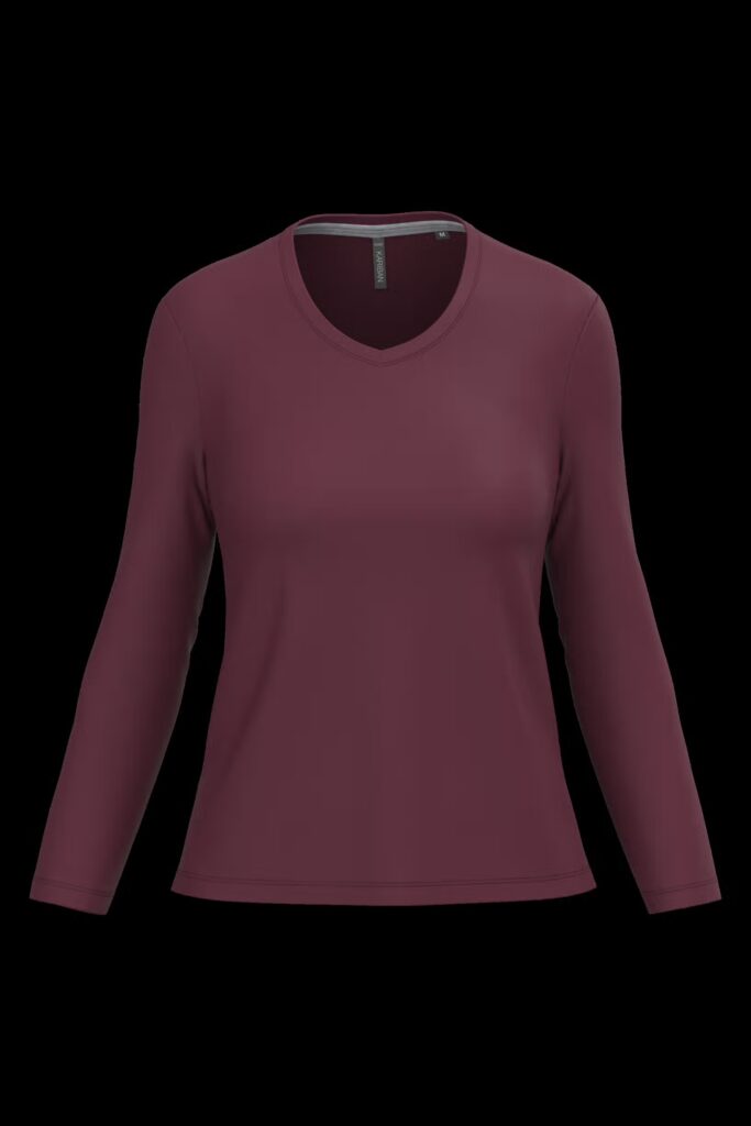T-shirt col V manches longues femme