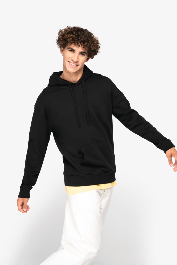 Sweat-shirt écoresponsable à capuche à épaules tombantes French Terry unisexe