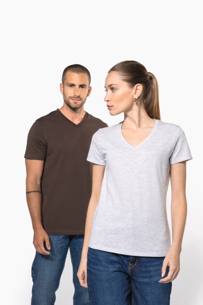 T-shirt col V manches courtes femme