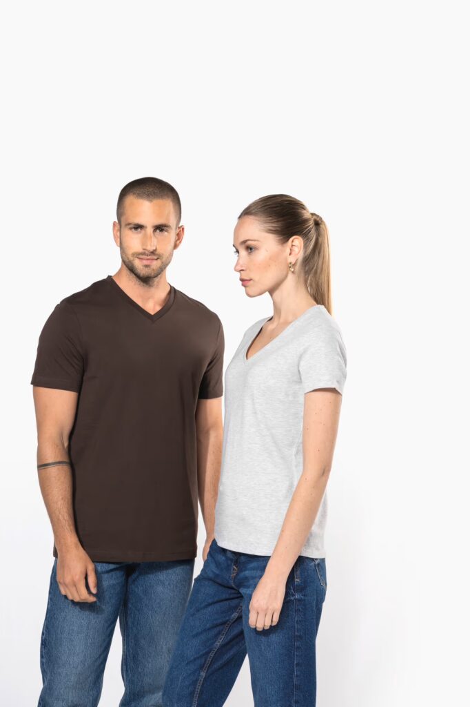 T-shirt col V manches courtes femme