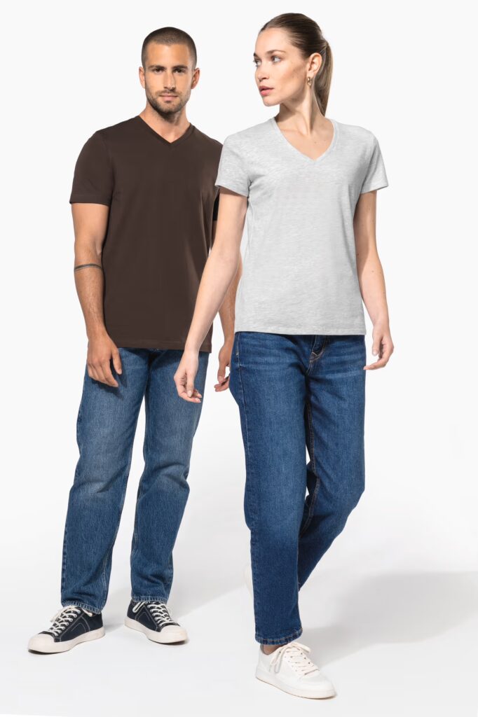 T-shirt col V manches courtes femme