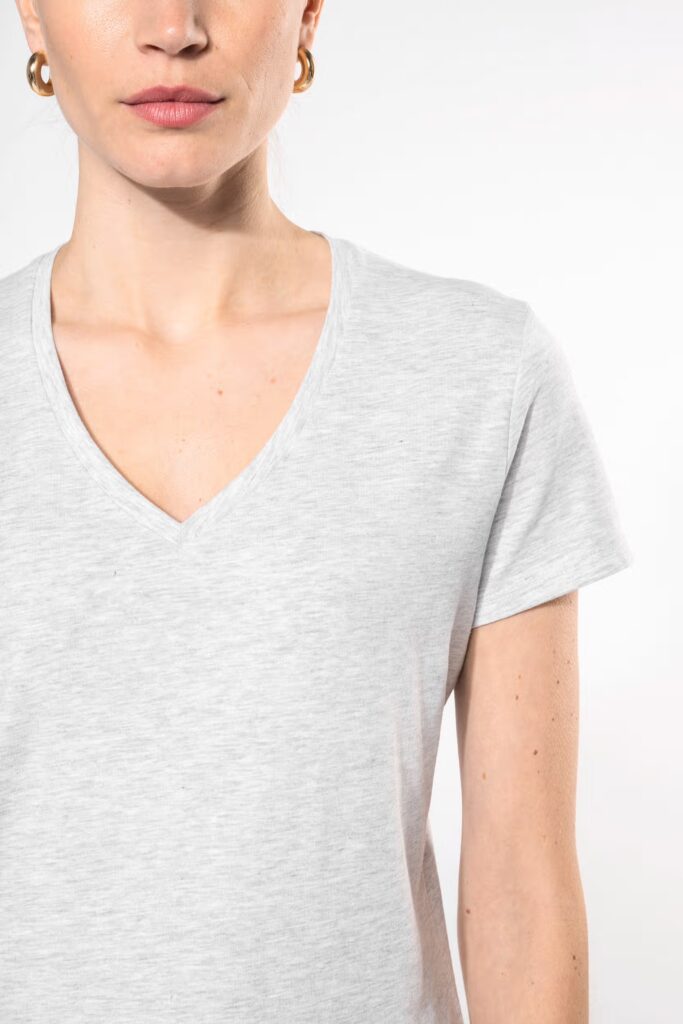 T-shirt col V manches courtes femme