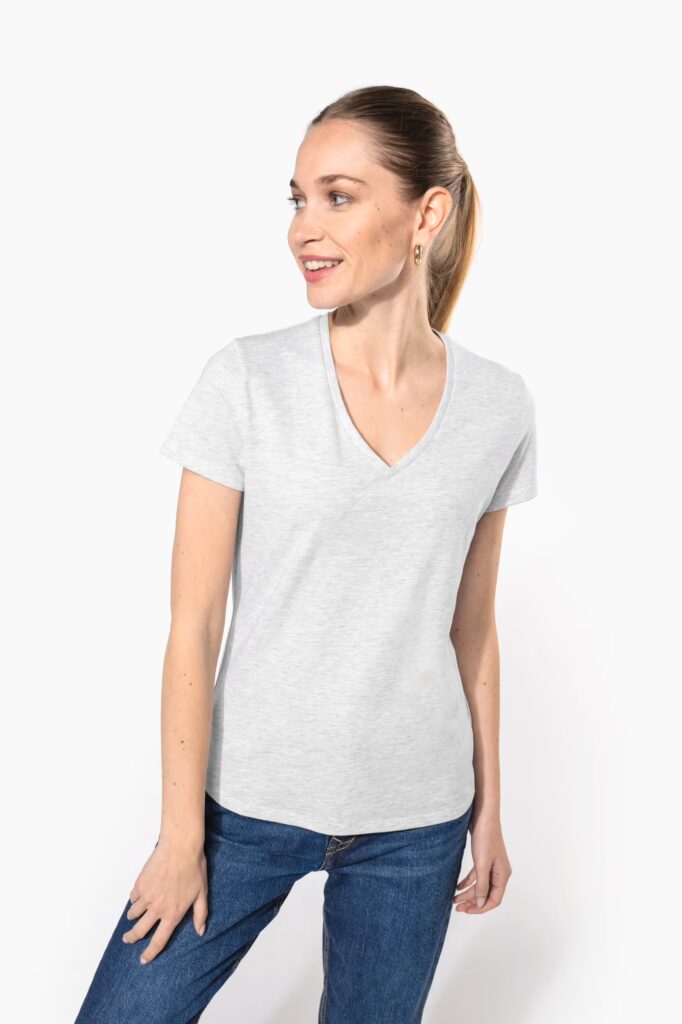 T-shirt col V manches courtes femme