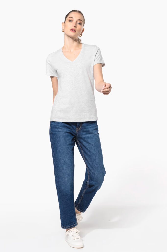T-shirt col V manches courtes femme