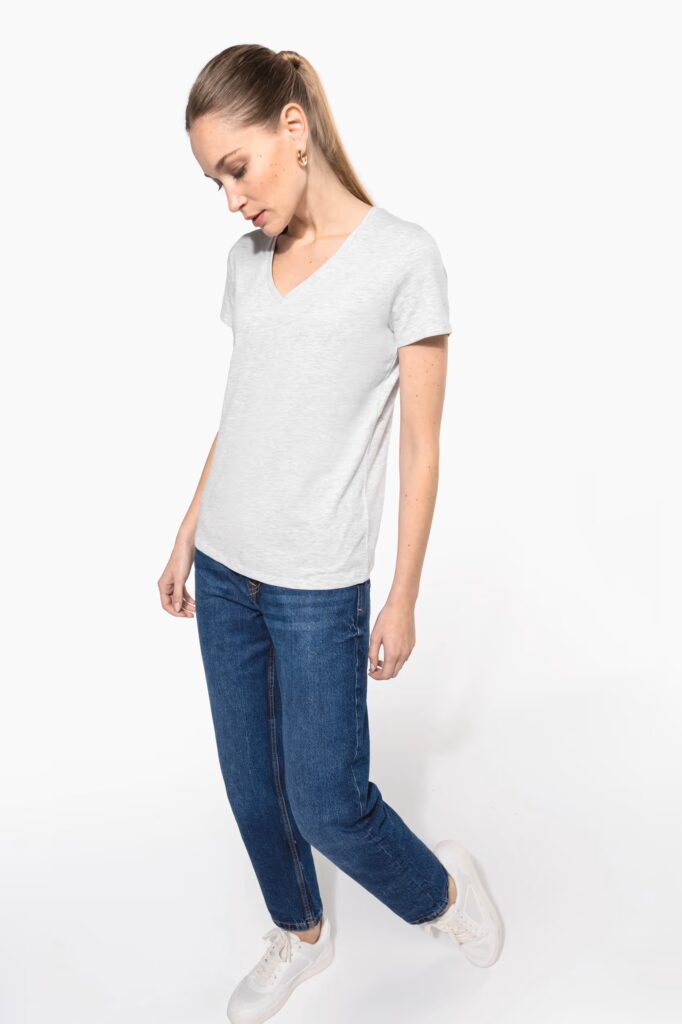T-shirt col V manches courtes femme