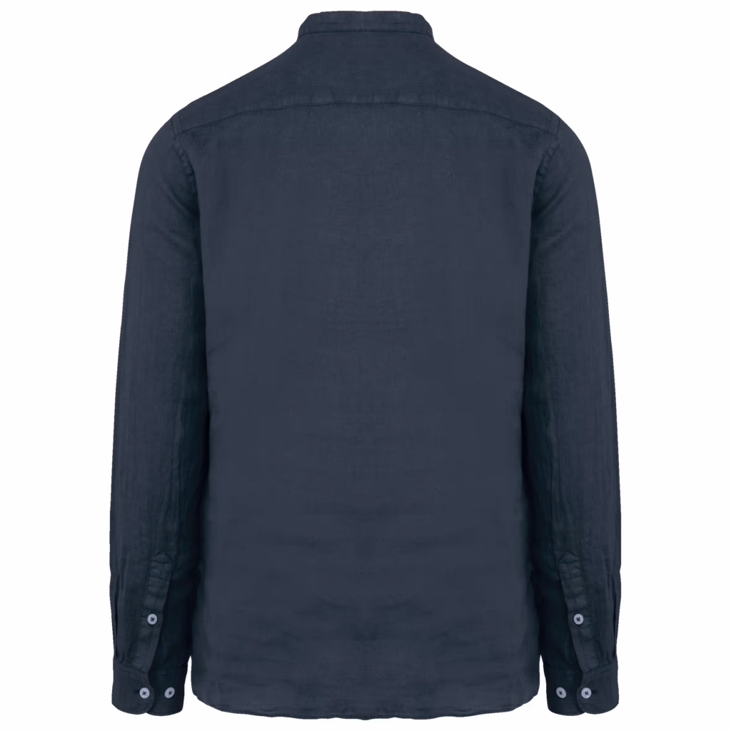 Chemise à col Mao délavée en lin homme