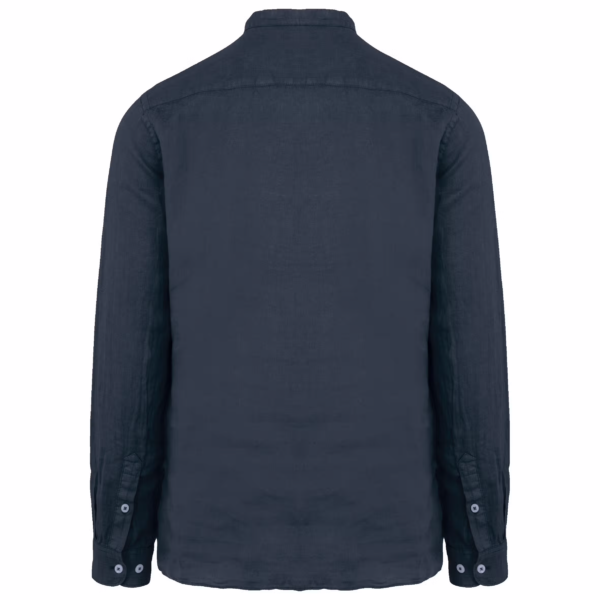 Chemise à col Mao délavée en lin homme