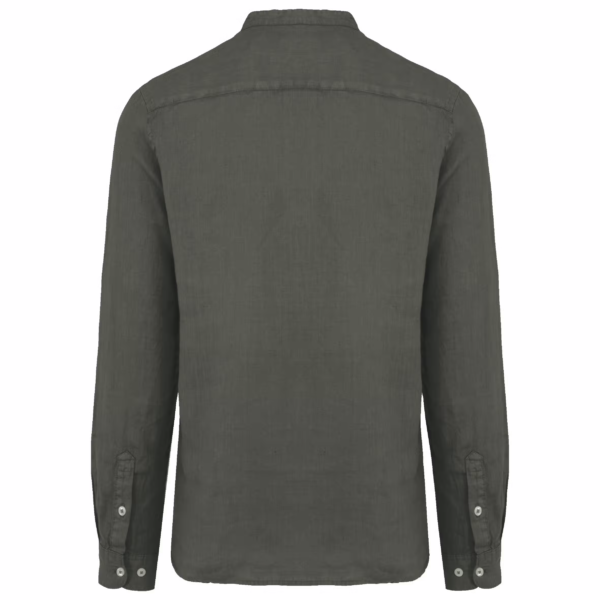 Chemise à col Mao délavée en lin homme