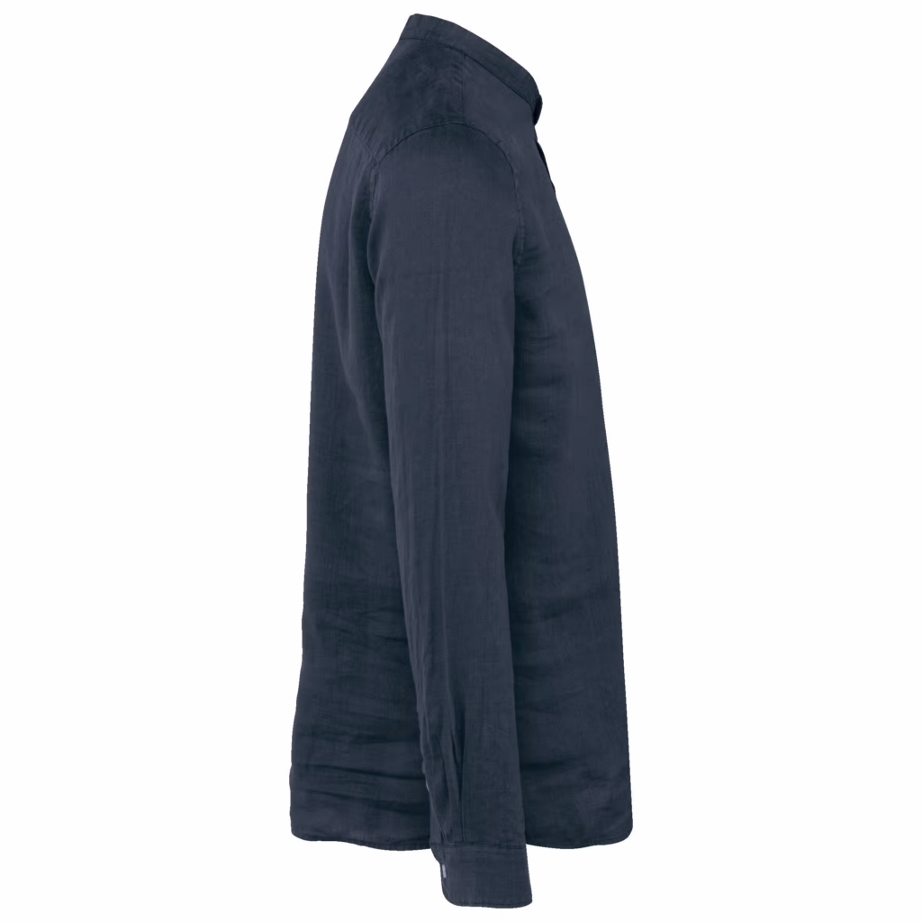 Chemise à col Mao délavée en lin homme