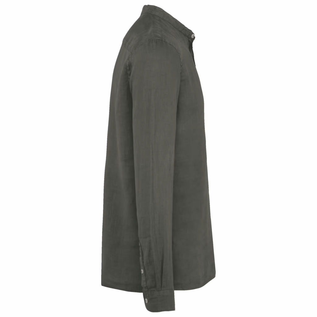 Chemise à col Mao délavée en lin homme