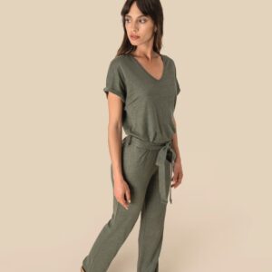 Combinaison en maille manches courtes en lin femme – Image 2