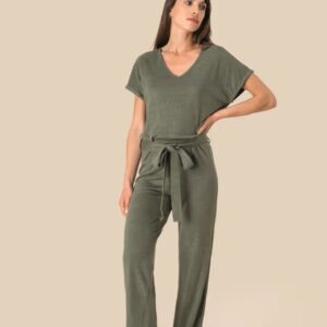 Combinaison en maille manches courtes en lin femme – Image 1