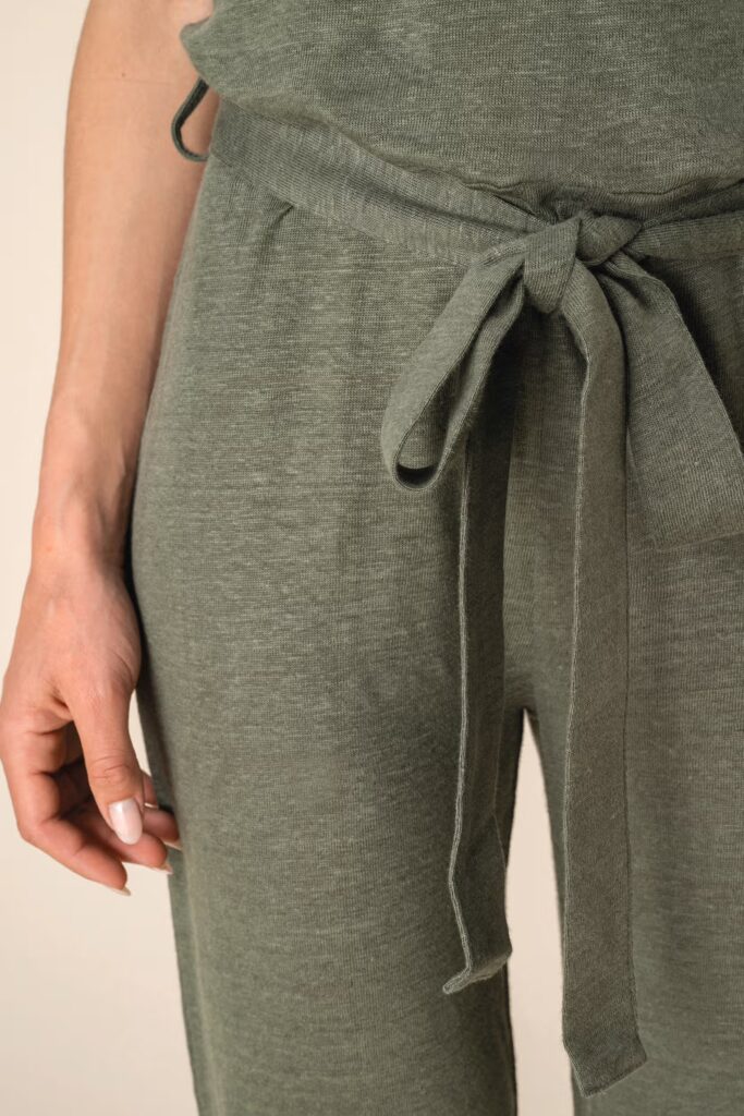 Combinaison en maille manches courtes en lin femme