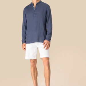 Chemise à col Mao délavée  en lin homme – Image 2